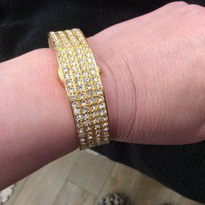 Rare Vintage Xanadu Gold Tone & Rhinestone Encrusted Bracelet Watch